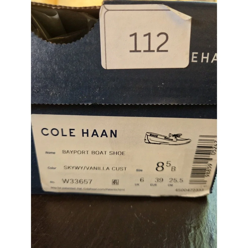 Cole Haan Wms Bayport Boat Shoes 2-Tone Leather Skyway & Vanilla Size 8.5M NEW!